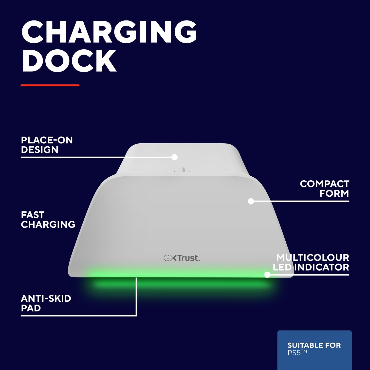 GXT 255W Fast Charging Stand for PS5 Controller White