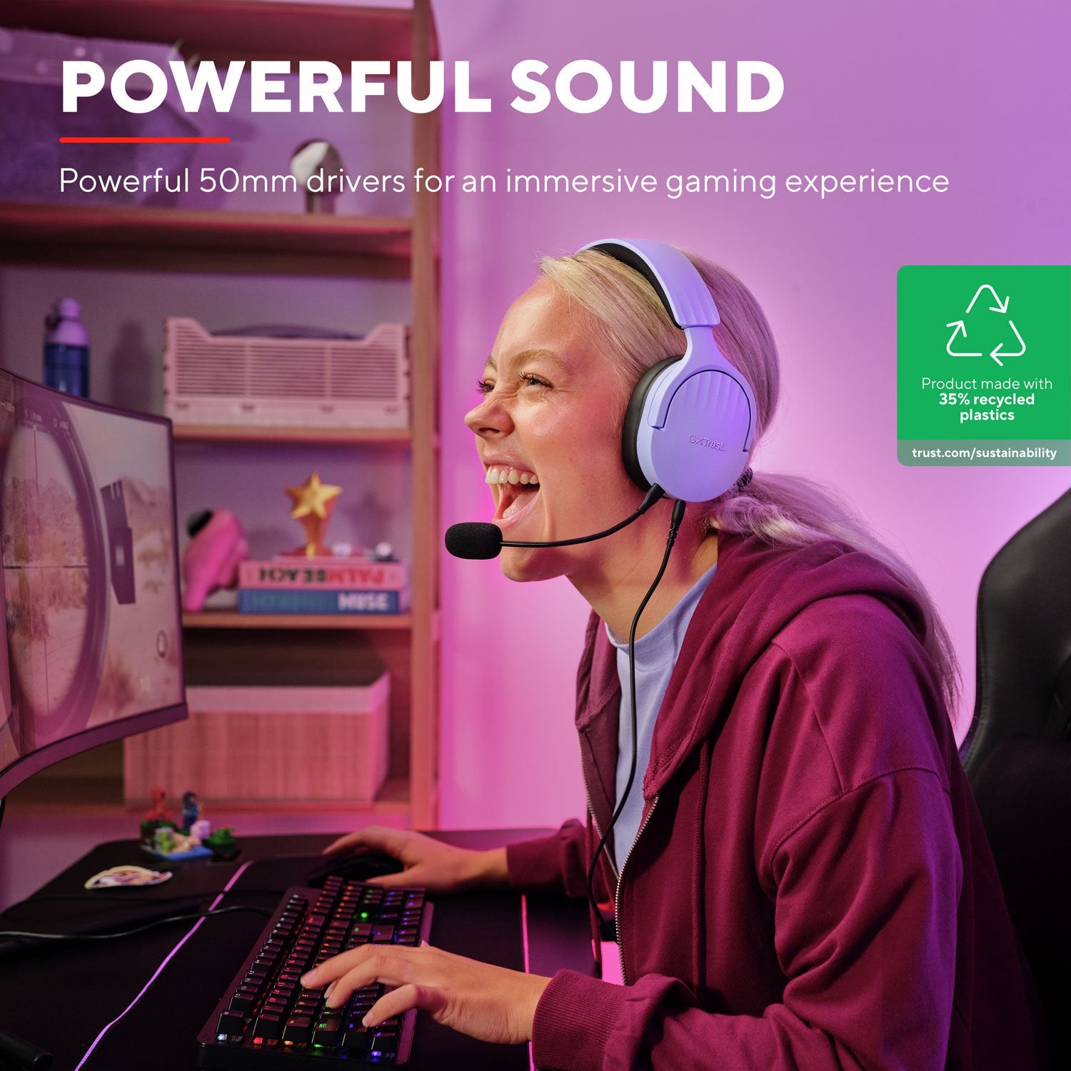 GXT 489P Fayzo Gaming Headset Eco Purple