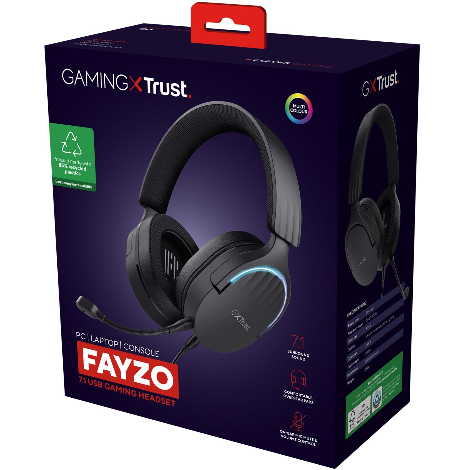 GXT 490 Fayzo Gaming Headset 7.1 USB Eco Black