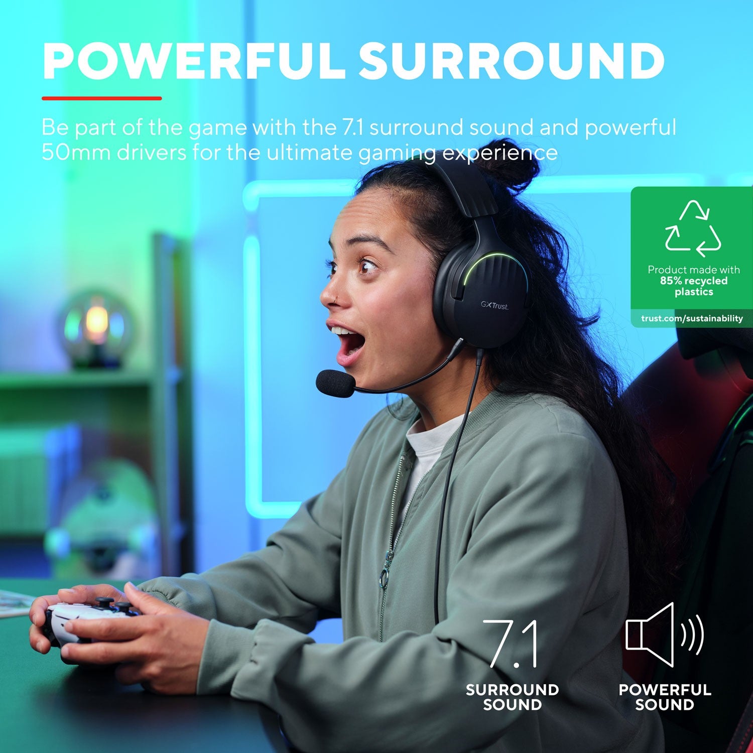 GXT 490 Fayzo Gaming Headset 7.1 USB Eco Black