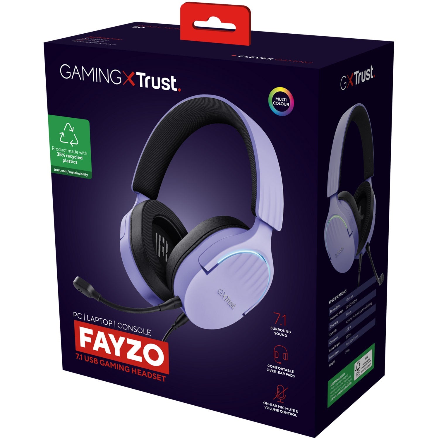 GXT 490P Fayzo Gaming Headset 7.1 USB Eco Purple