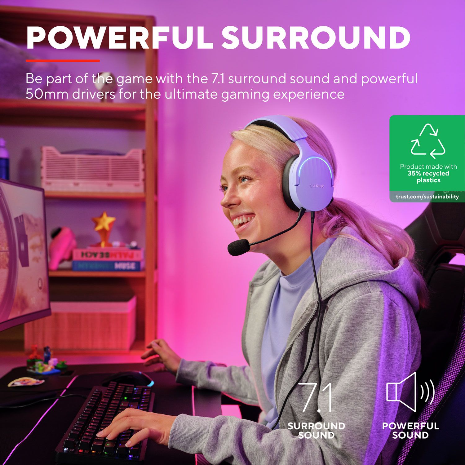 GXT 490P Fayzo Gaming Headset 7.1 USB Eco Purple