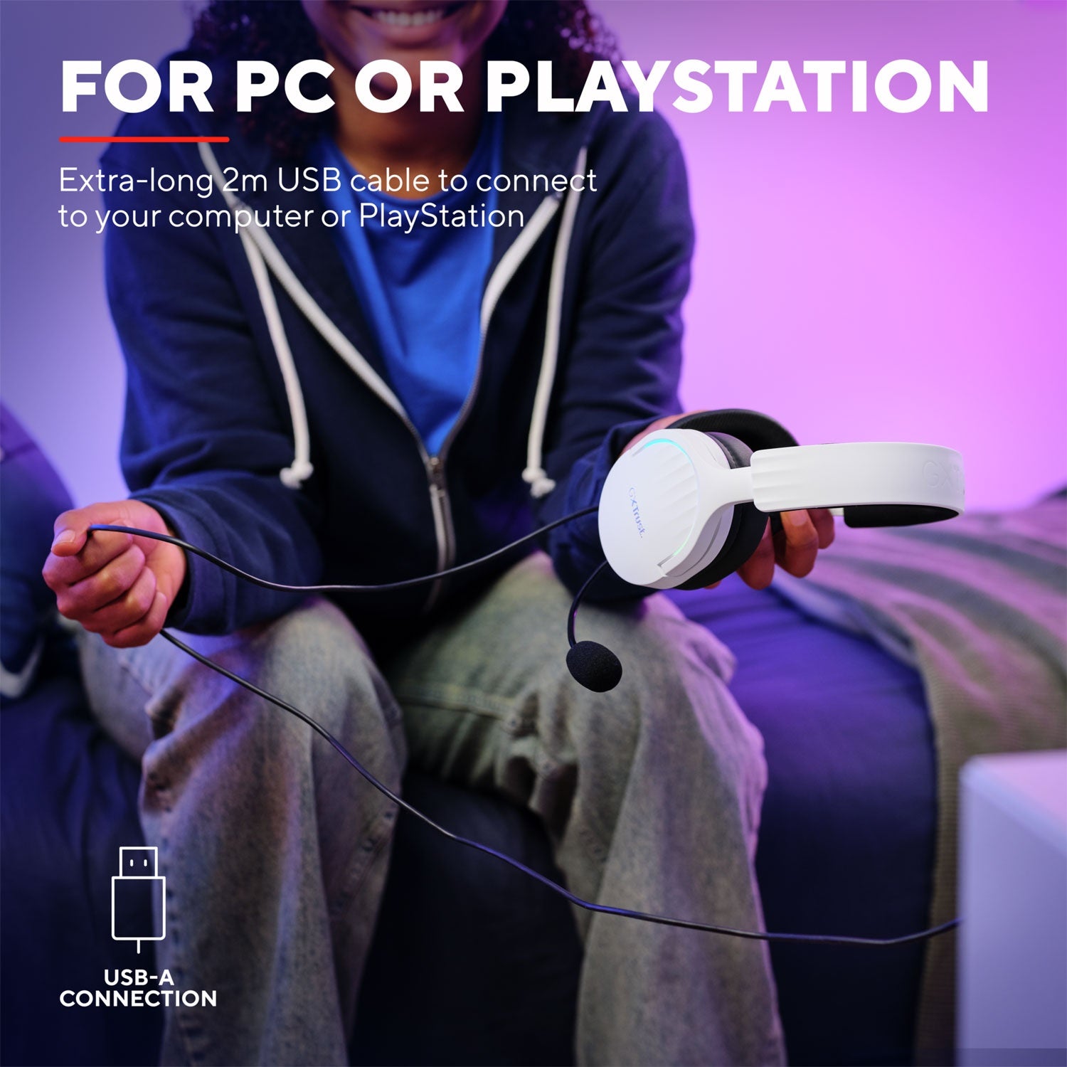 GXT 490W Fayzo Gaming Headset 7.1 USB Eco White