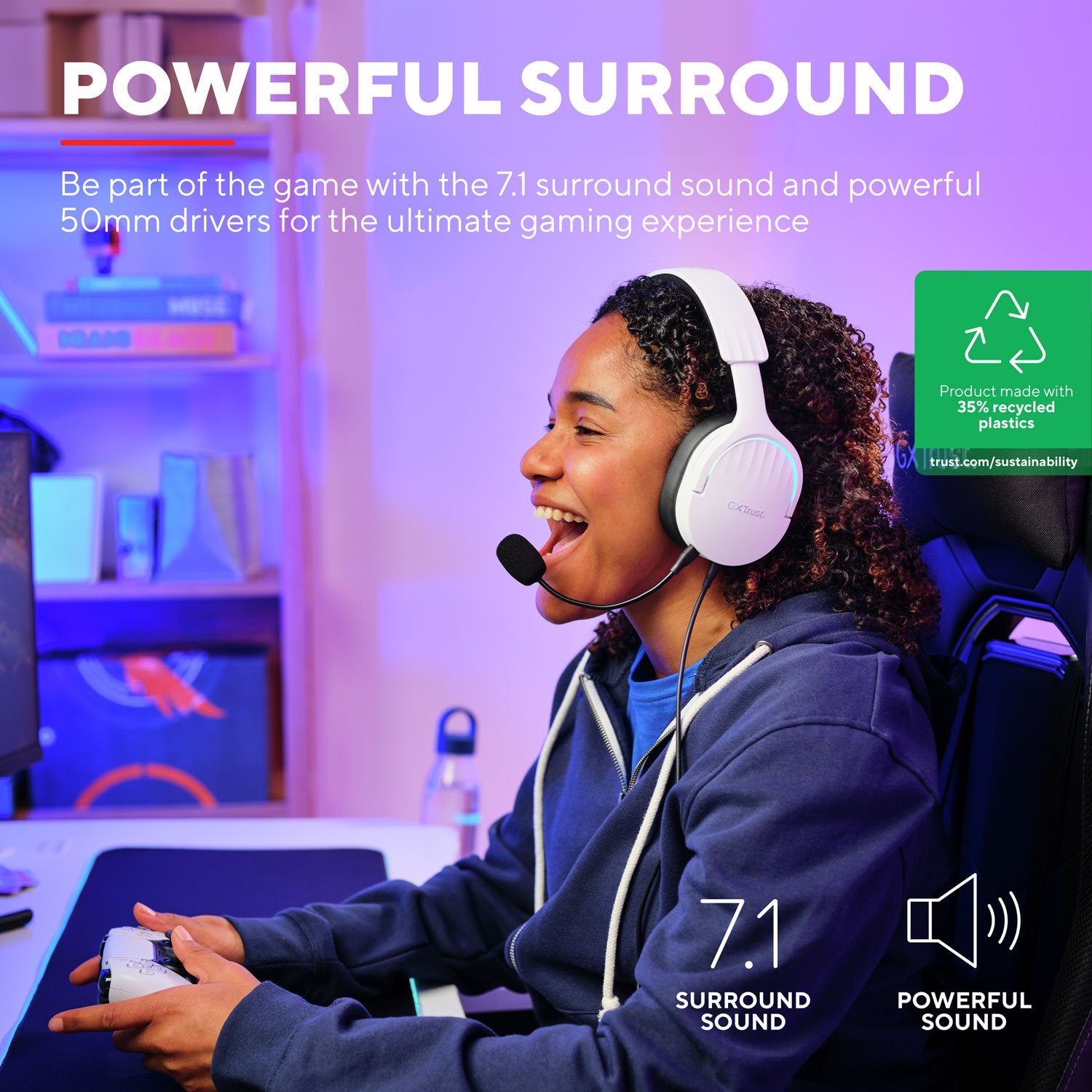 GXT 490W Fayzo Gaming Headset 7.1 USB Eco White