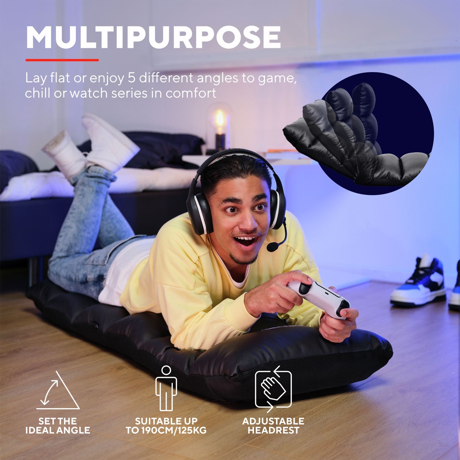 GXT 718 Rayzee Gaming chair for the floor Black