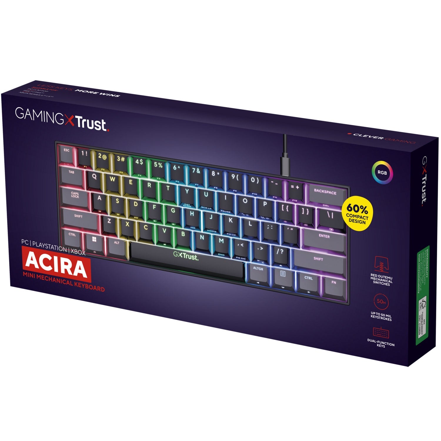 GXT 867 Acira 60% Mini Gaming keyboard Nordic layout