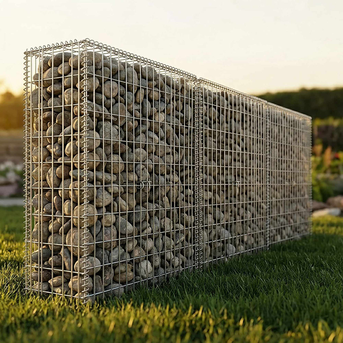 Galvanised Gabion Basket, 200x30x100 cm, 3 Compartments