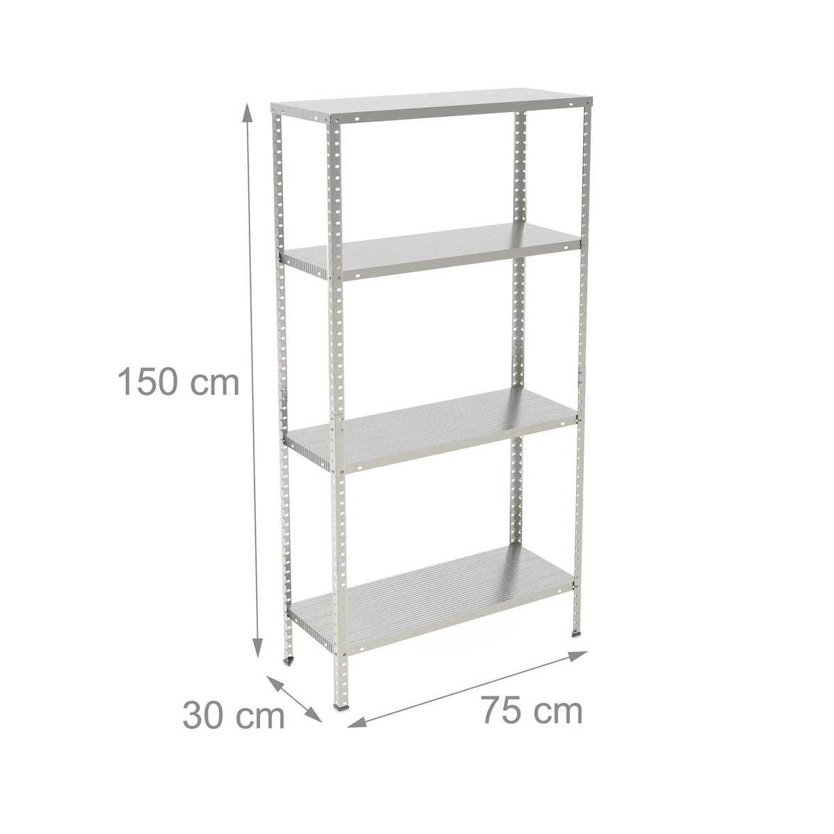 Galvanised Metal Storage Rack with 4 Adjustable Shelves