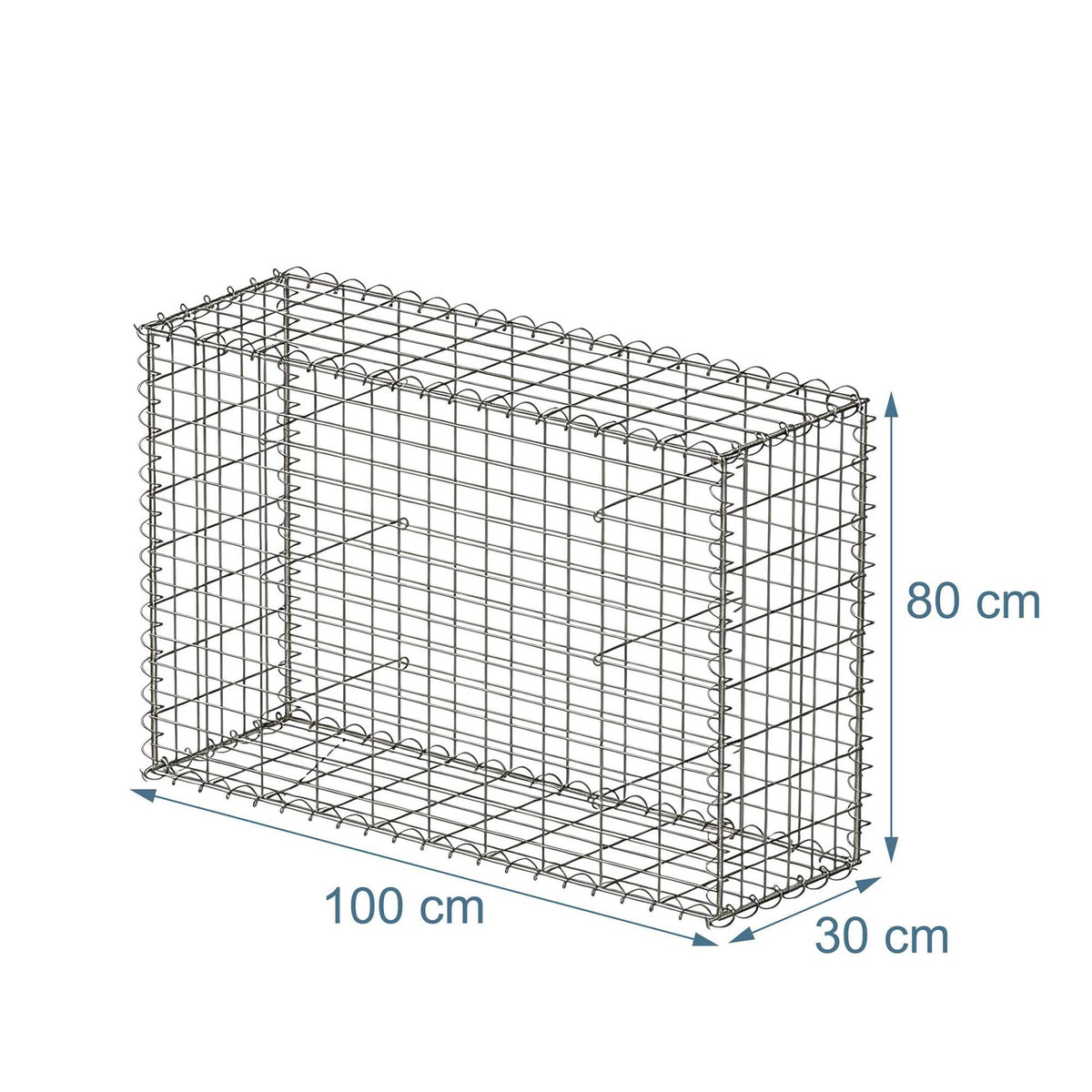 Galvanised Steel Gabion Basket, 100 x 80 x 30 cm