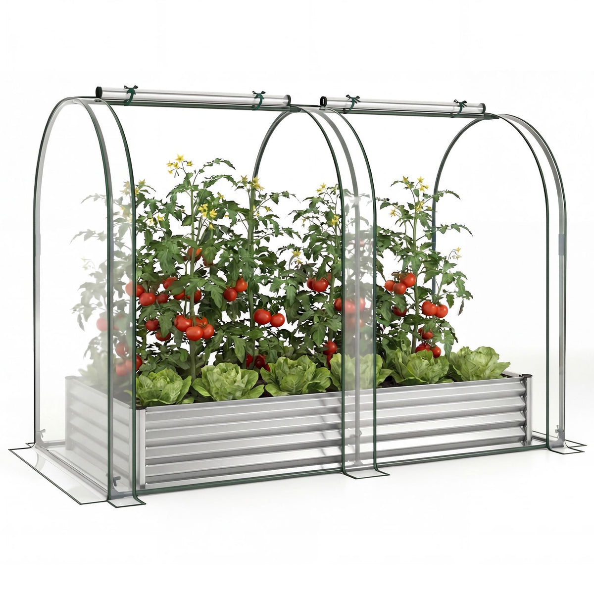 Galvanized Raised Garden Bed 6x3x1 Ft with PVC Cover