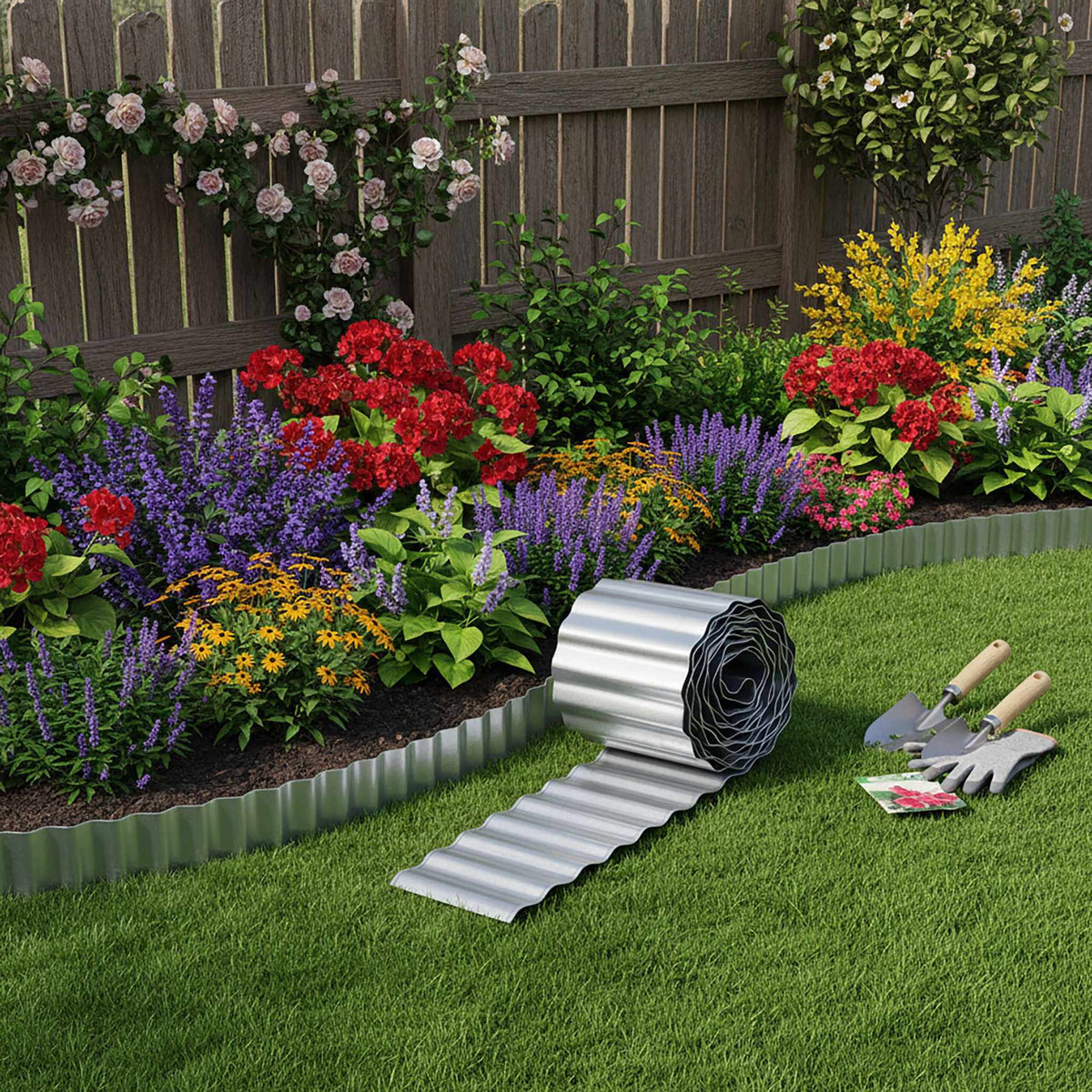 Galvanized Steel Lawn Edging – Weed Barrier & Mowing Edge
