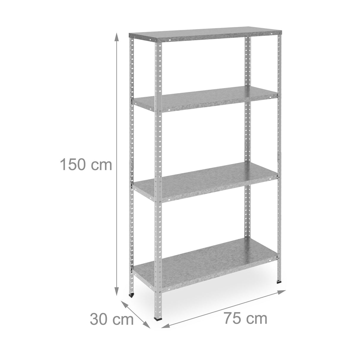 Galvanized metal shelf with 4 shelves