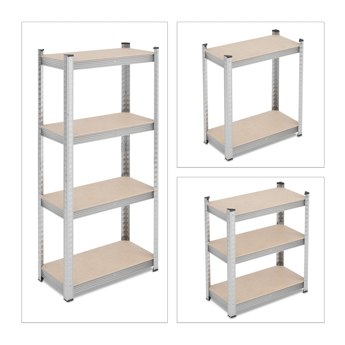 Galvanized shelves for heavy loads with 4 levels