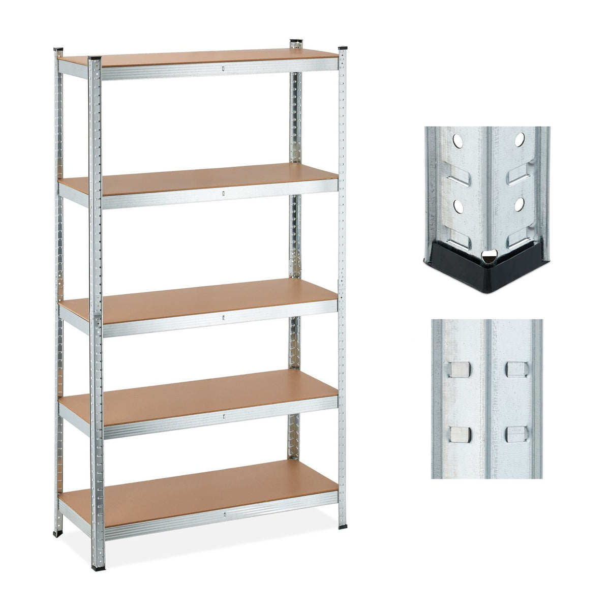 Galvanized shelves for heavy loads with 5 levels