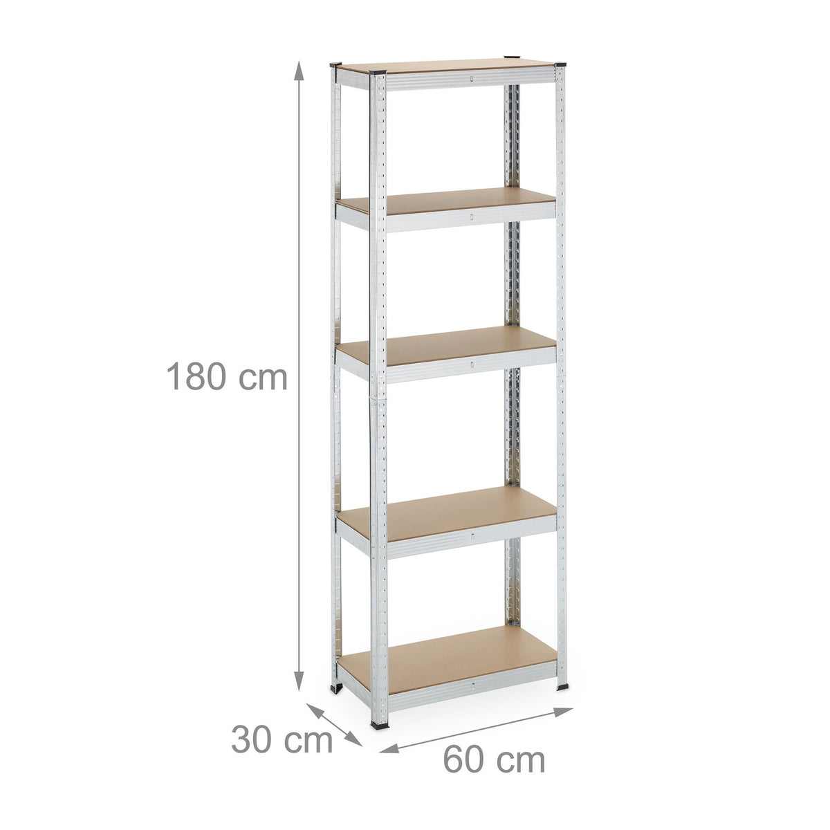 Galvanized shelves for heavy loads with 5 levels