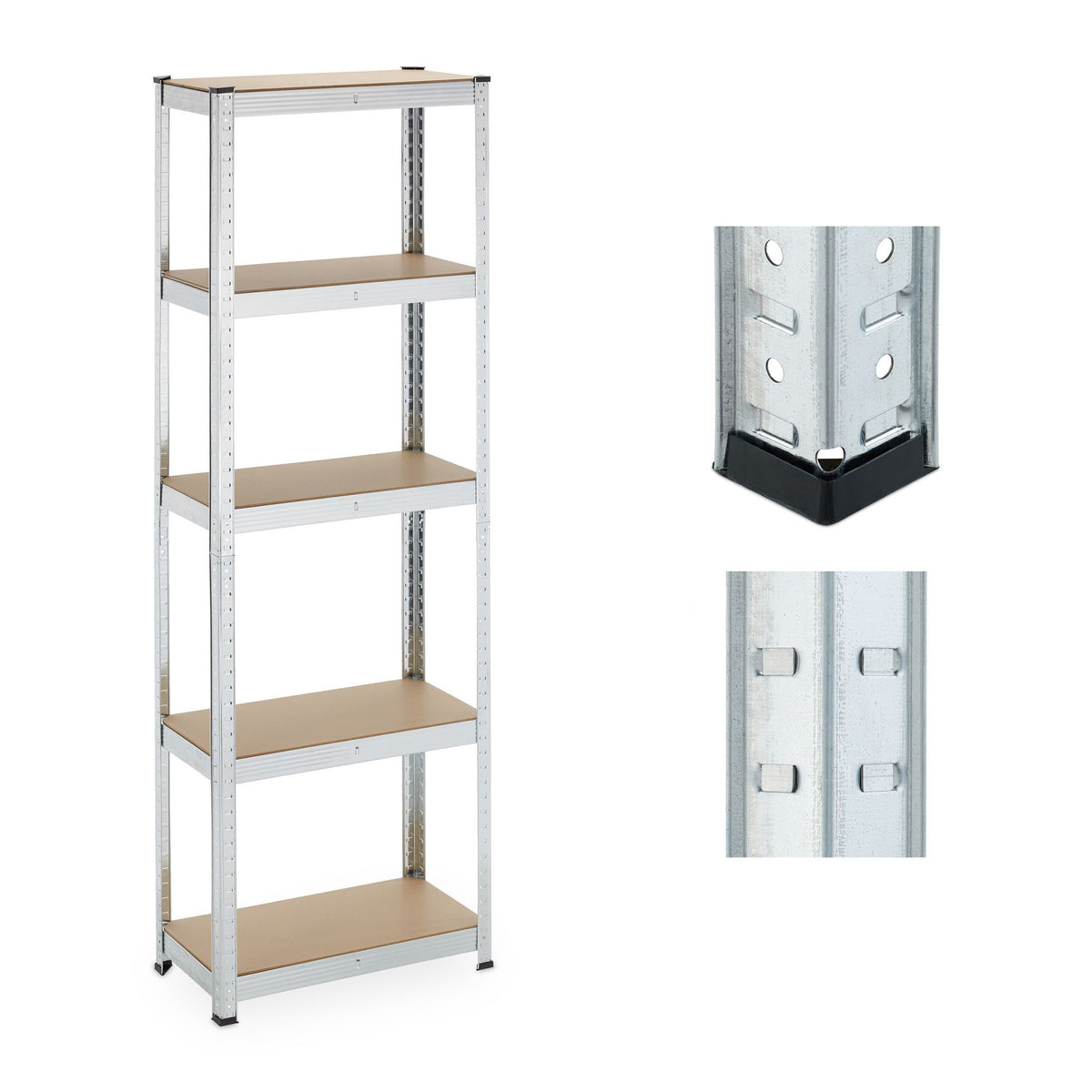 Galvanized shelves for heavy loads with 5 levels