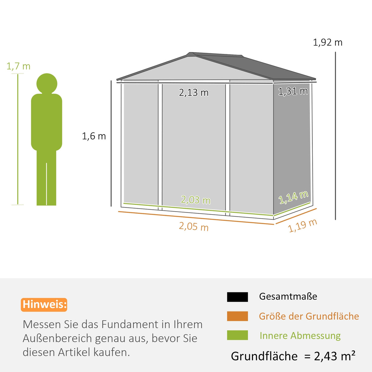 Galvanized steel tool shed 2.43? 213x131x192cm Tool Shed with Gable Roof, Lockable Sliding Door, Weatherproof Garden Shed, Outdoor Garden Shed for Backyard Outdoor Area, Gray