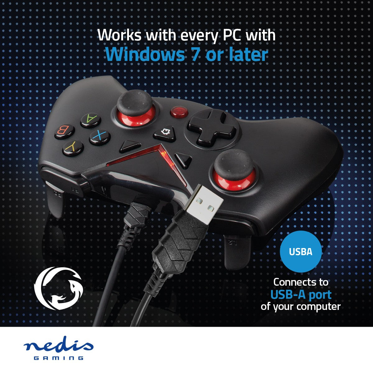 Game Control | USB Type-A | USB Power | PC | Number of buttons: 12 | Cable length: 1.60 m | Black