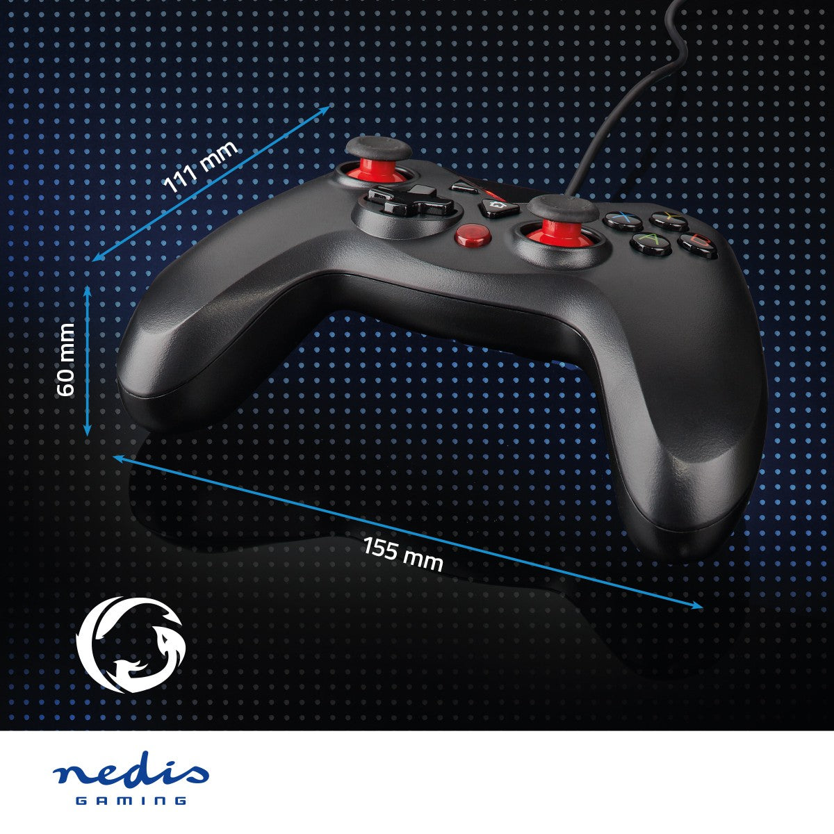 Game Control | USB Type-A | USB Power | PC | Number of buttons: 12 | Cable length: 1.60 m | Black