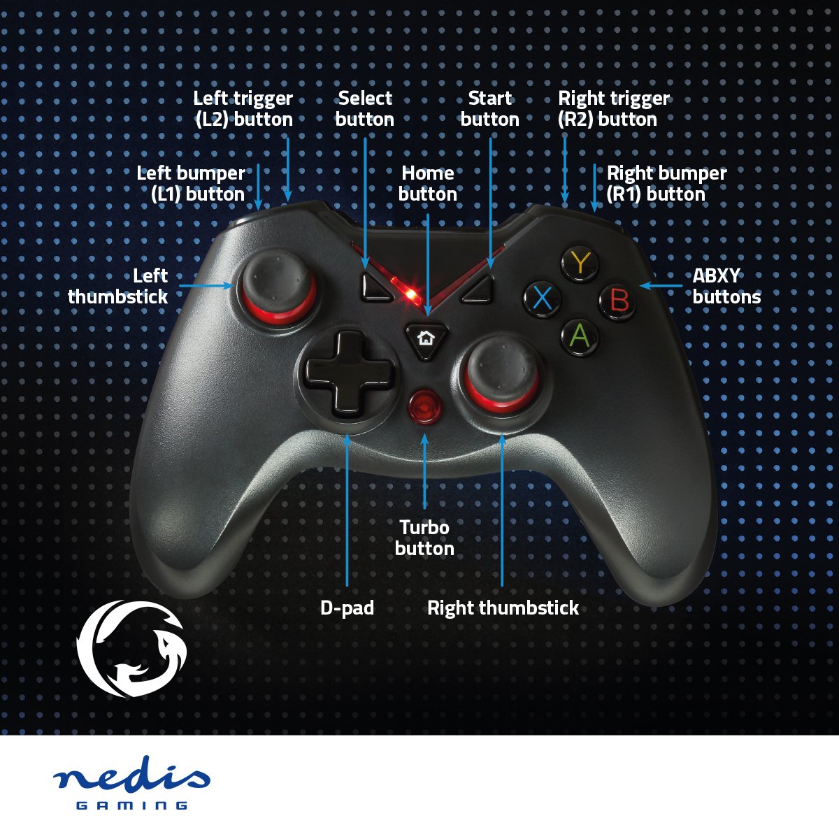 Game Control | USB Type-A | USB Power | PC | Number of buttons: 12 | Cable length: 1.60 m | Black