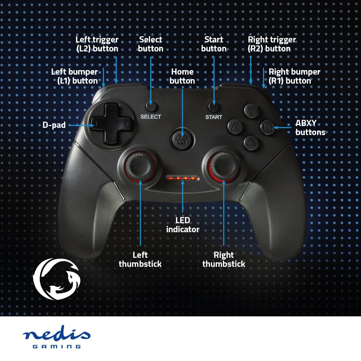 Game Control | Wireless | Battery powered | PC | Number of buttons: 11 | Cable length: 1.00 m | Black