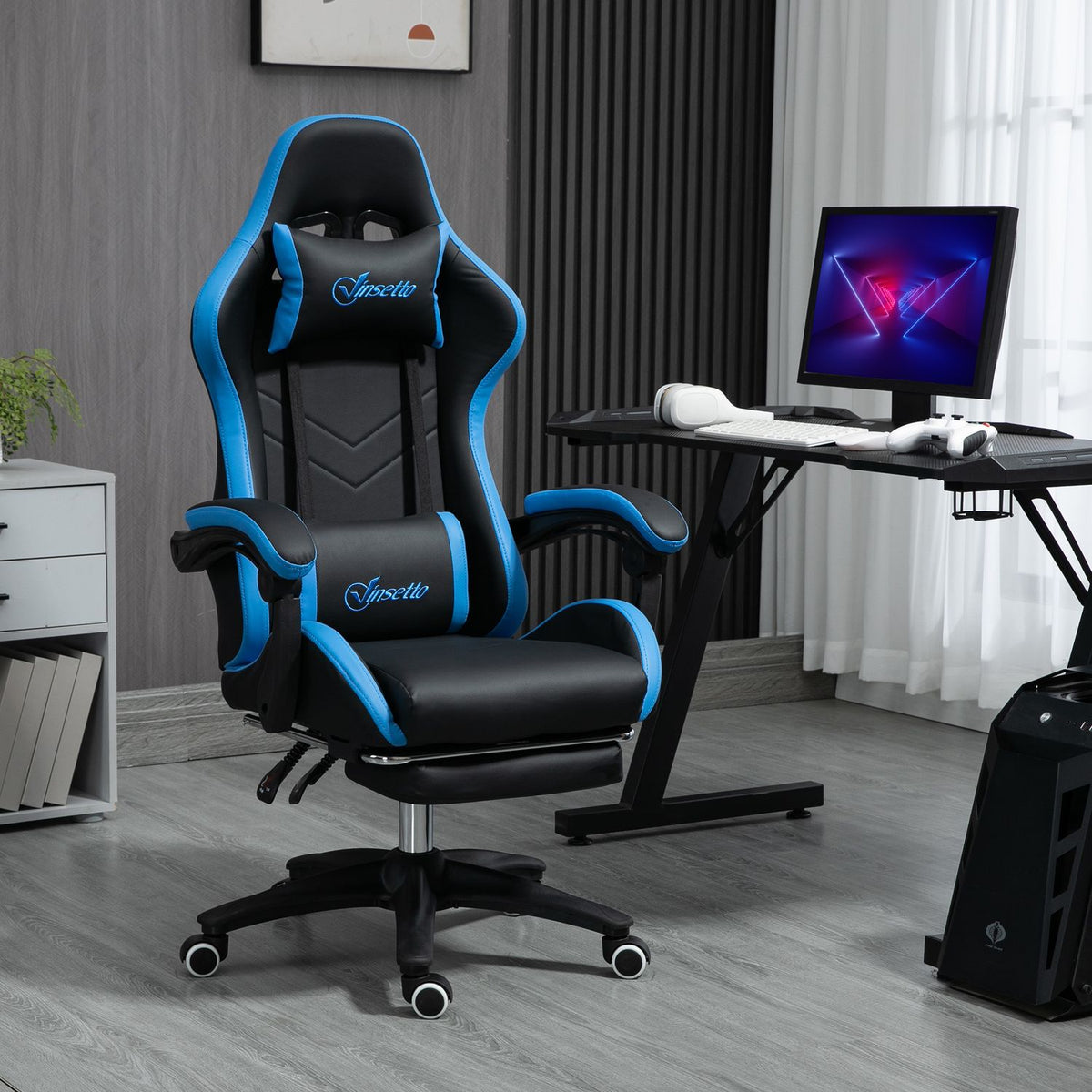 Gaming Chair, Office Chair, Computer Chair With Lumbar Cushion, Headrest, Gaming Chair, Height-Adjustable Desk Chair With Footrest