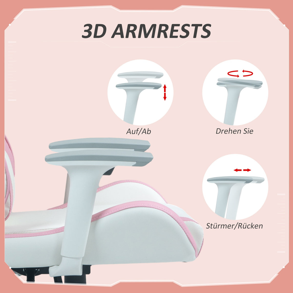 Gaming Chair Office Chair Ergonomic Computer Chair Lumbar Cushion Height Adjustable Rocker Function Reclining Function 3D Armrest