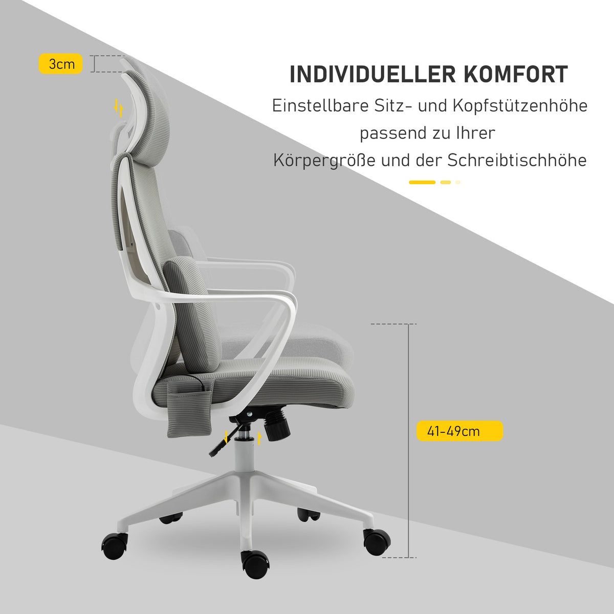 Gaming Chair, Office Chair With Massage Function, Swivel Chair, Ergonomic, Nylon, Gray, 62X60X114-122Cm