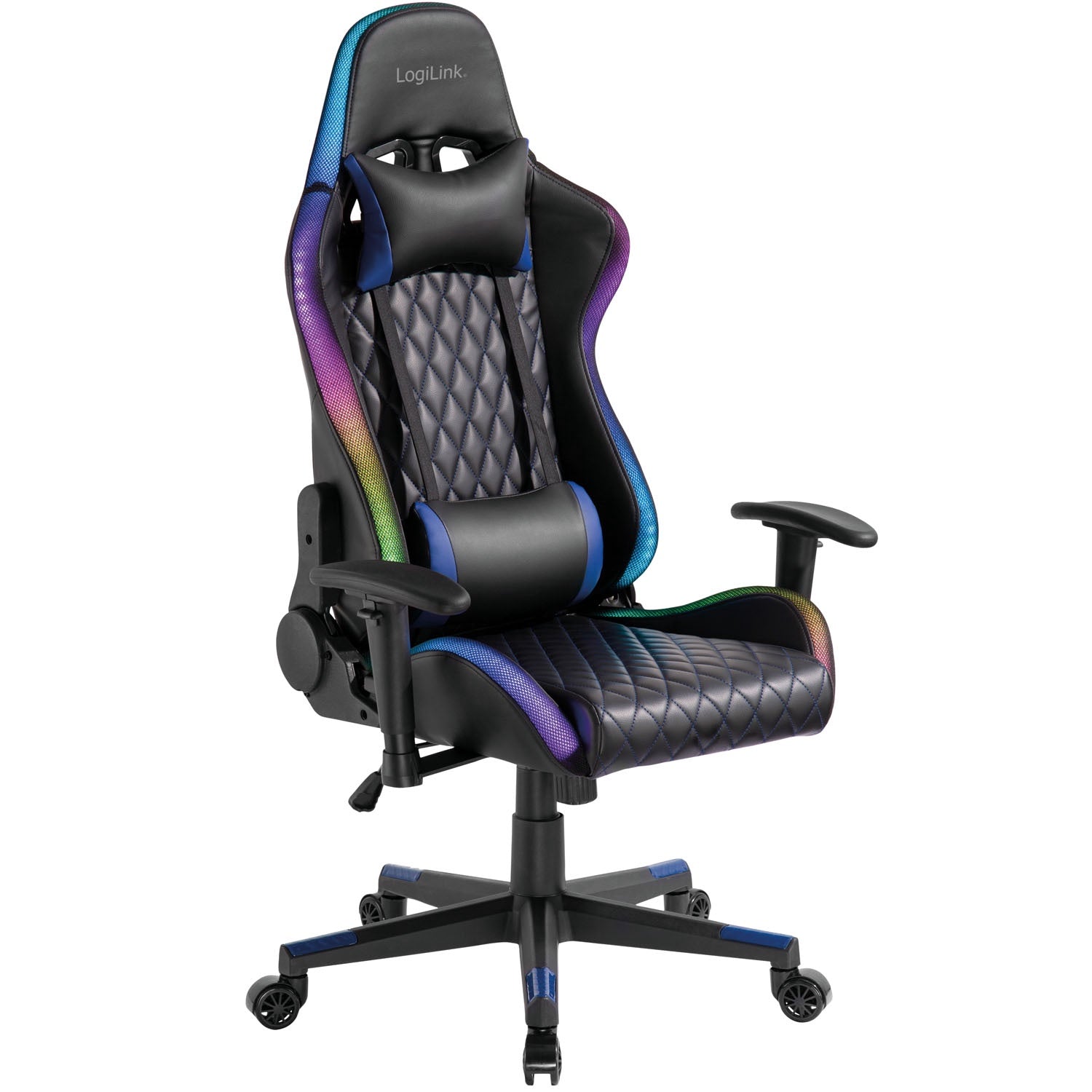 Gaming Chair with RGB Lighting, Black/Blue, Ergonomic Design