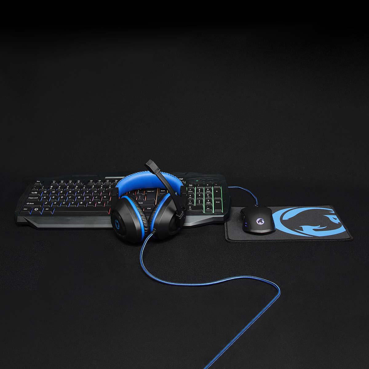 Gaming Combo Kit | 4-in-1 | Keyboard, headset, mouse and mouse pad | Blue / Black | QWERTY | IT Layout