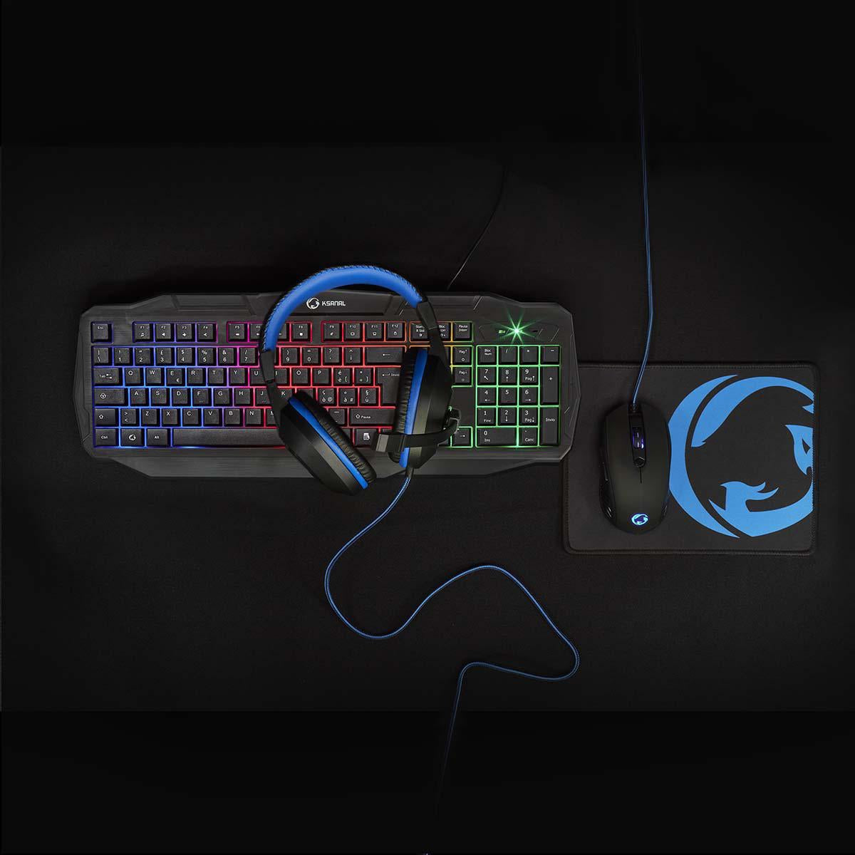 Gaming Combo Kit | 4-in-1 | Keyboard, headset, mouse and mouse pad | Blue / Black | QWERTY | IT Layout