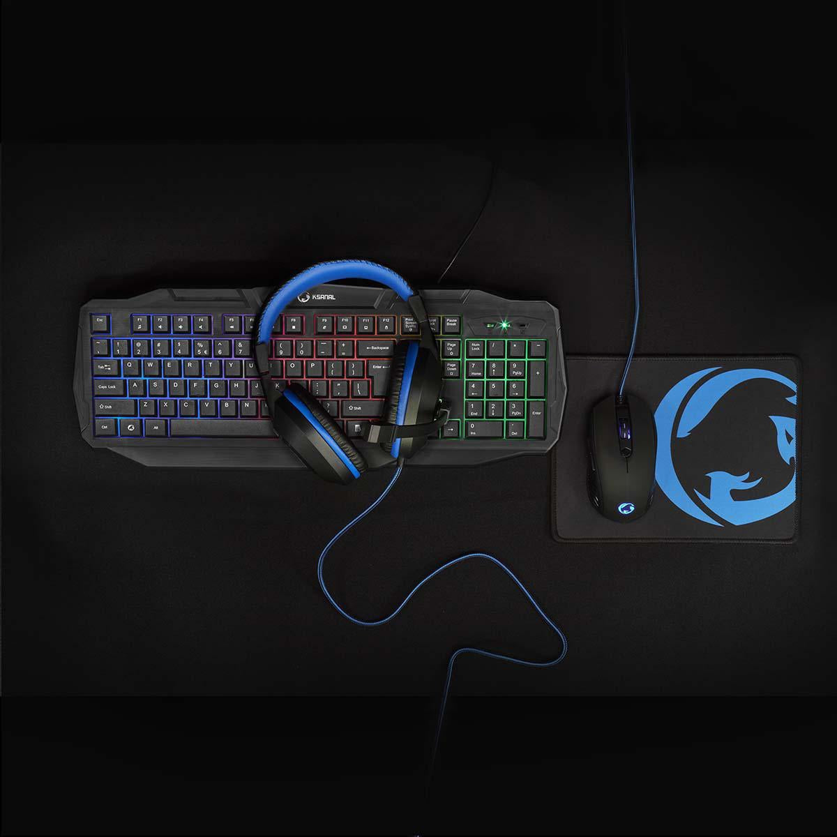Gaming Combo Kit | 4-in-1 | Keyboard, headset, mouse and mouse pad | Blue / Black | QWERTY | US Layout