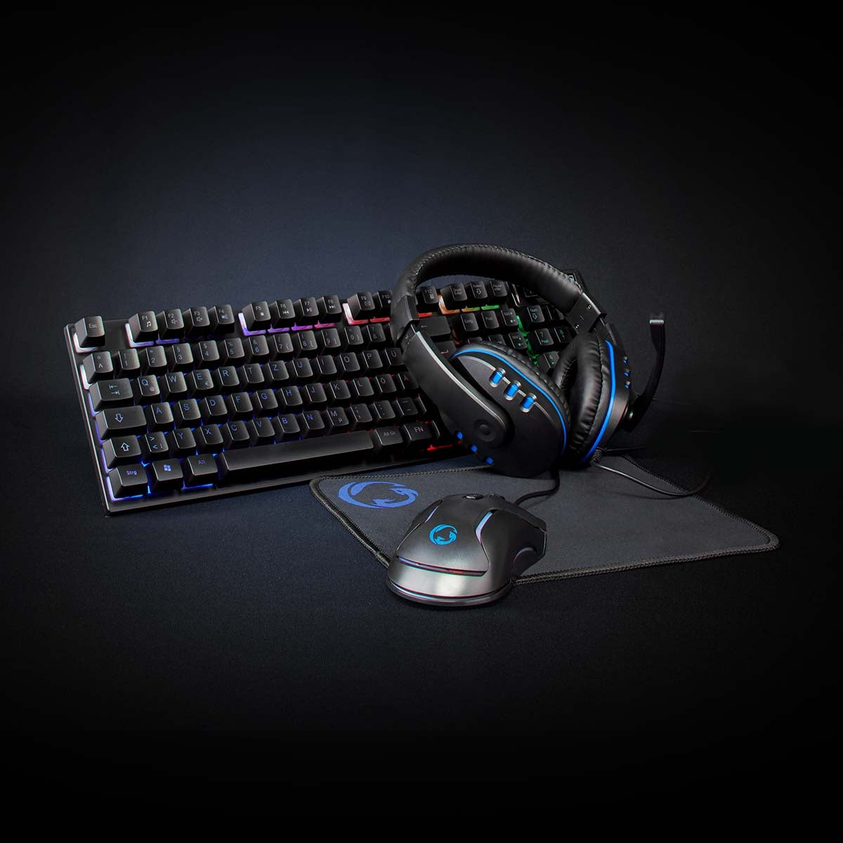 Gaming Combo Kit | 5-in-1 | Keyboard, headset, mouse and mouse pad | Black | QWERTY | DE Layout