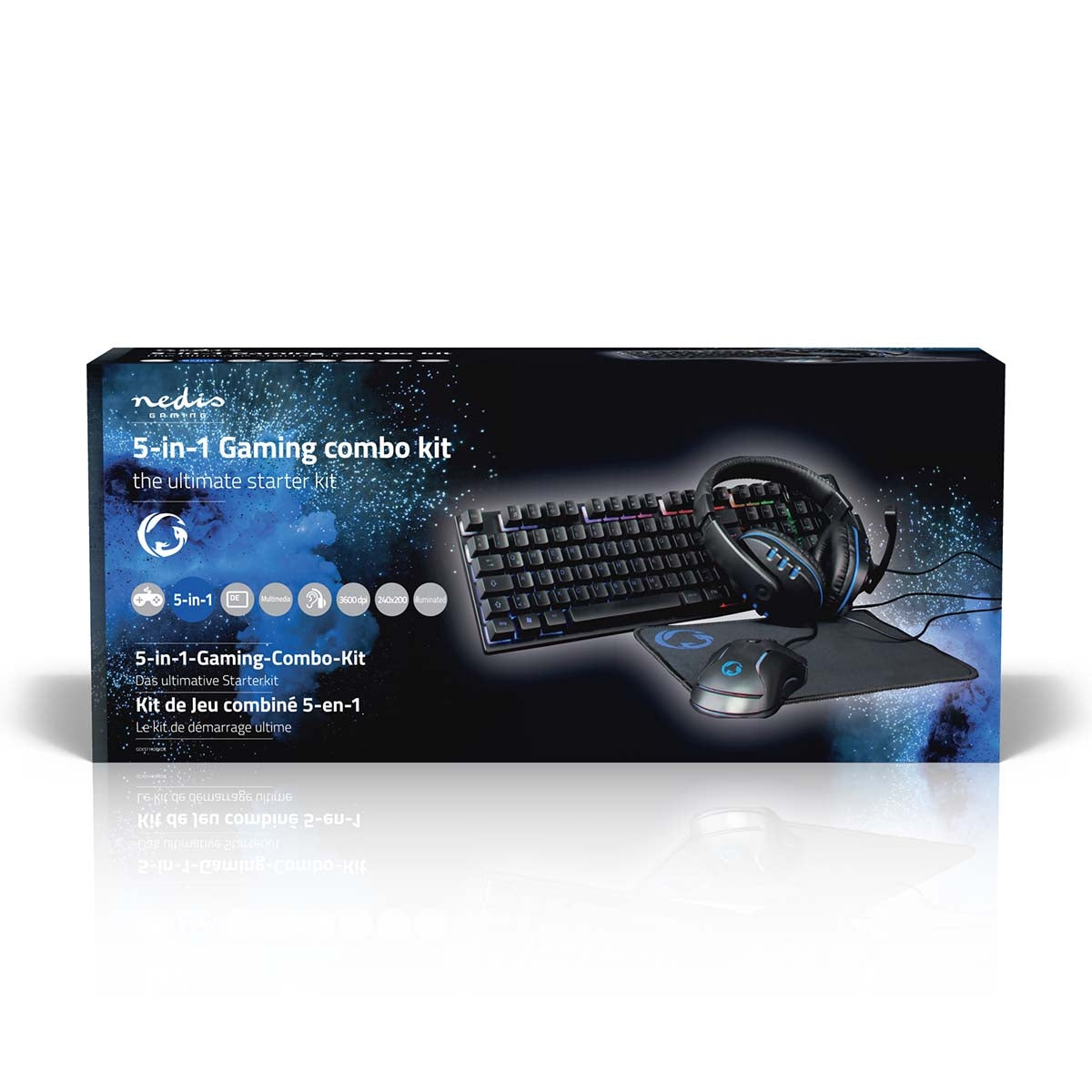 Gaming Combo Kit | 5-in-1 | Keyboard, headset, mouse and mouse pad | Black | QWERTY | DE Layout