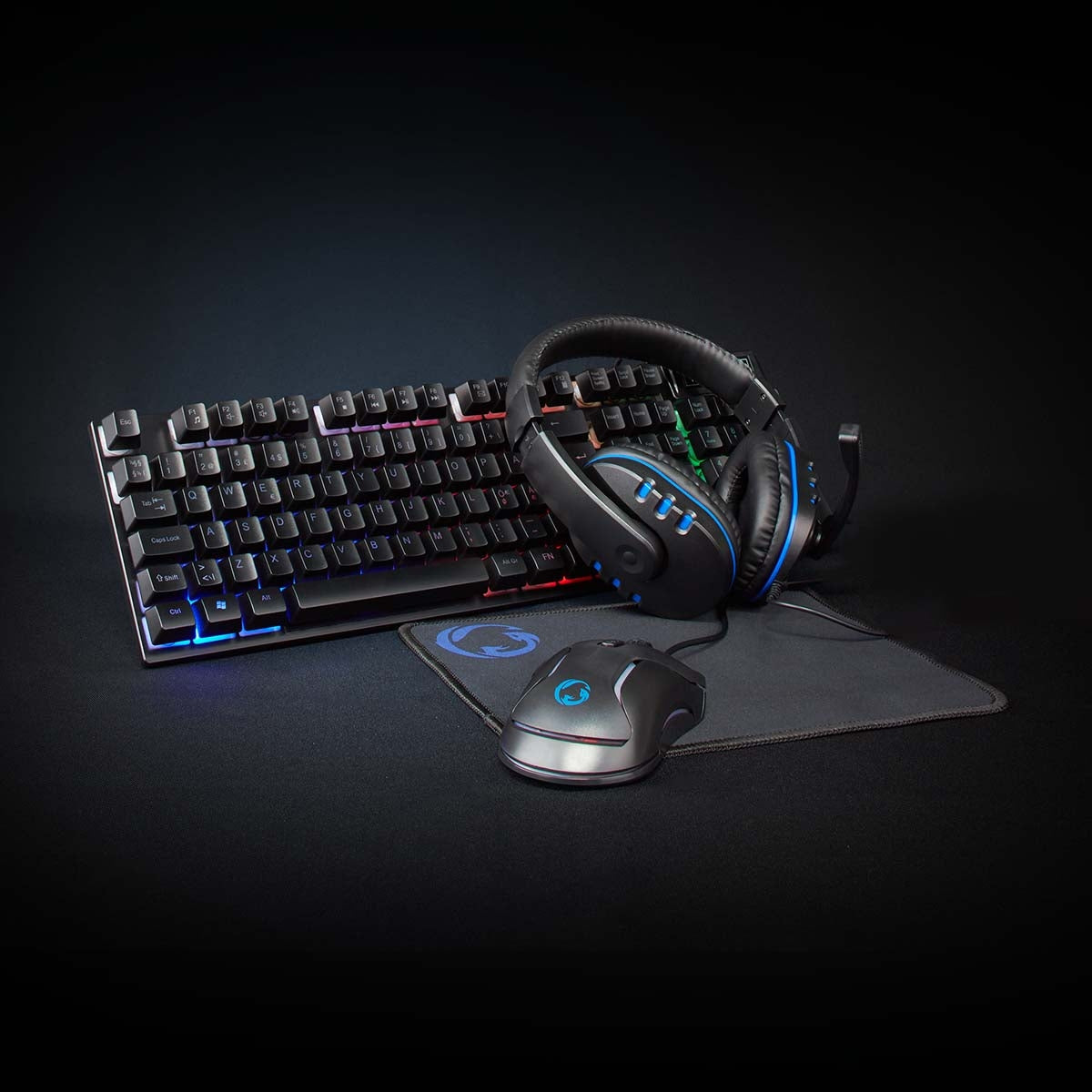 Gaming Combo Kit | 5-in-1 | Keyboard, headset, mouse and mouse pad | Black | QWERTY | ND Layout
