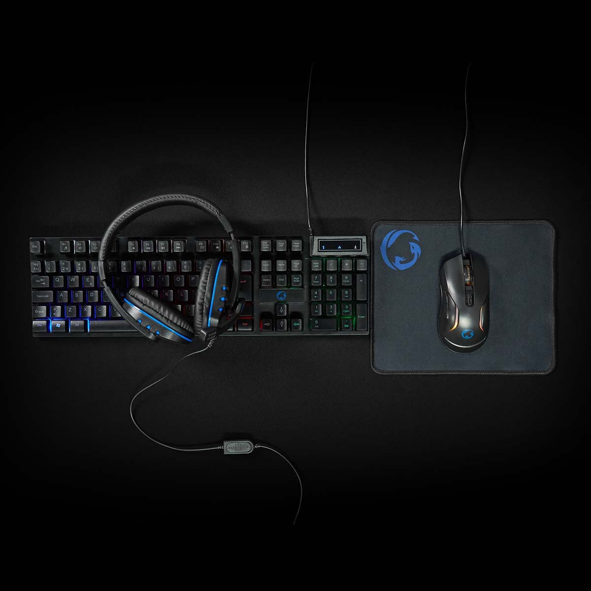 Gaming Combo Kit | 5-in-1 | Keyboard, headset, mouse and mouse pad | Black | QWERTY | ND Layout
