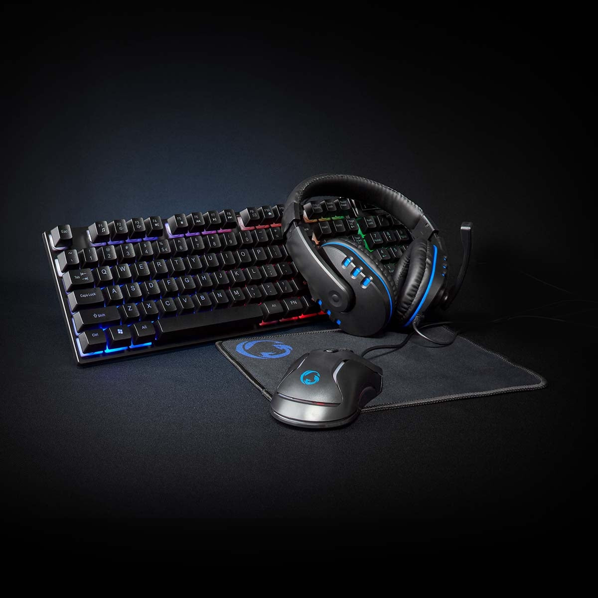 Gaming Combo Kit | 5-in-1 | Keyboard, headset, mouse and mouse pad | Black | QWERTY | US Layout