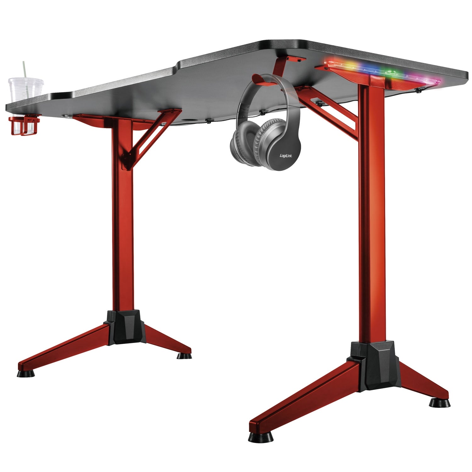 Gaming Desk 120x60 cm with RGB Lighting, Black/Red