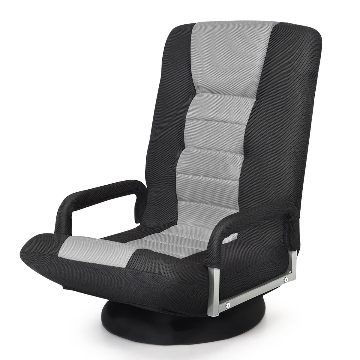 Gaming Floor Chair – 360 Swivel, Foldable Backrest, Gray
