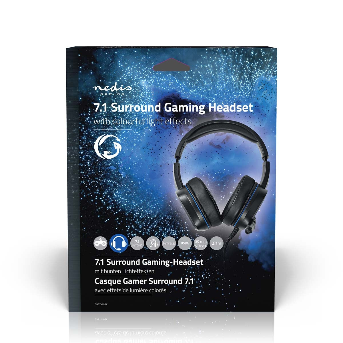 Gaming Headset | Over-Ear | Surround | USB Type-A | Foldable Microphone | 2.10 m | LEDs