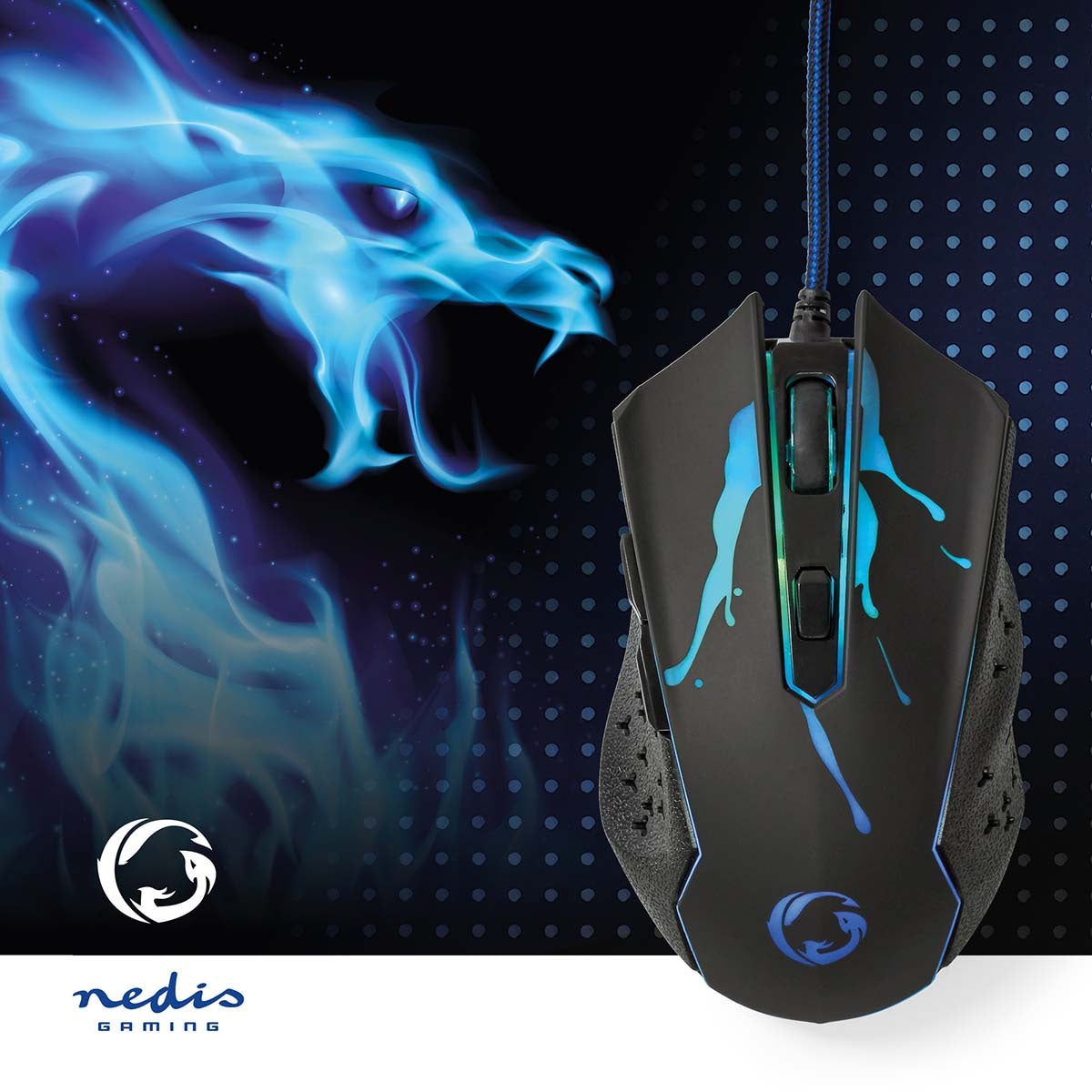 Gaming Mouse | Wire bound | 1200 / 1800 / 2400 / 3600 dpi | Adjustable DPI | Number of buttons: 6 | Programmable buttons | Right-handed | 1.50 m | LEDs
