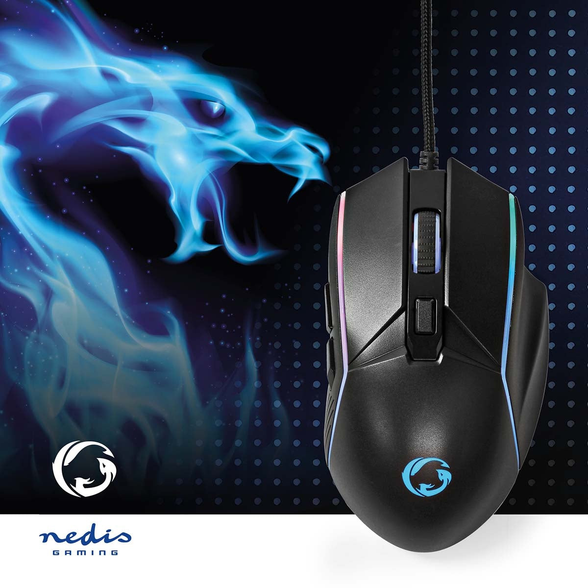 Gaming Mouse | Wire bound | 800 / 1200 / 2400 / 3200 / 4800 / 7200 dpi | Adjustable DPI | Number of buttons: 6 | Right-handed | 1.50 m | LEDs