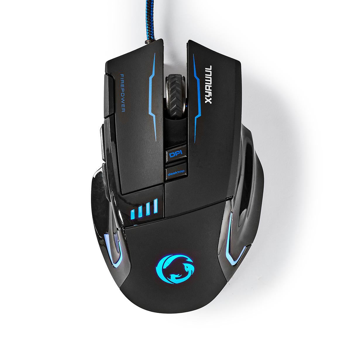 Gaming Mouse | Wire bound | 800 / 1600 / 2400 / 4000 dpi | Adjustable DPI | Number of buttons: 8 | Programmable buttons | Right-handed | 1.50 m | LEDs