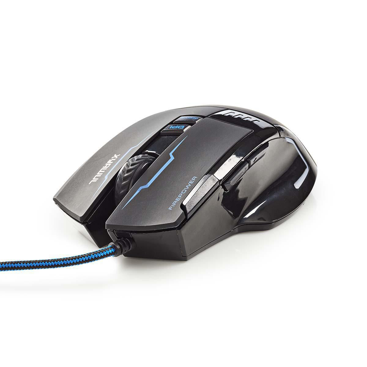 Gaming Mouse | Wire bound | 800 / 1600 / 2400 / 4000 dpi | Adjustable DPI | Number of buttons: 8 | Programmable buttons | Right-handed | 1.50 m | LEDs