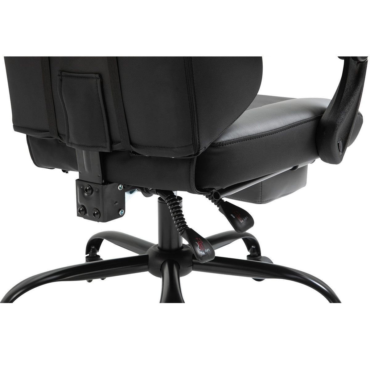 Gaming chair, height adjustable including headrest, adjustable lumbar cushion with footrests, ergonomic, up to 120 kg, black
