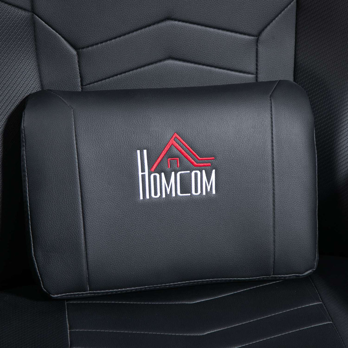 Gaming chair with massage, 360° rotatable, 6 massage points, footrest, removable headrest, artificial leather, 79.5 x 82.5 x 111.5cm, black