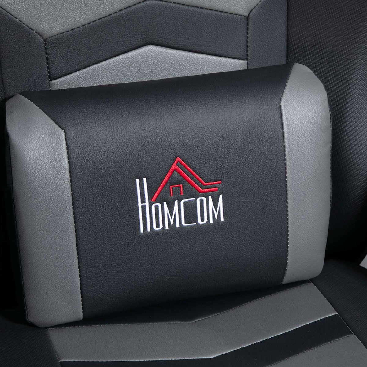 Gaming chair with massage, 360° rotation, 6 massage points, footrest, removable headrest, artificial leather, 79.5 x 82.5 x 111.5 cm, greyAoso