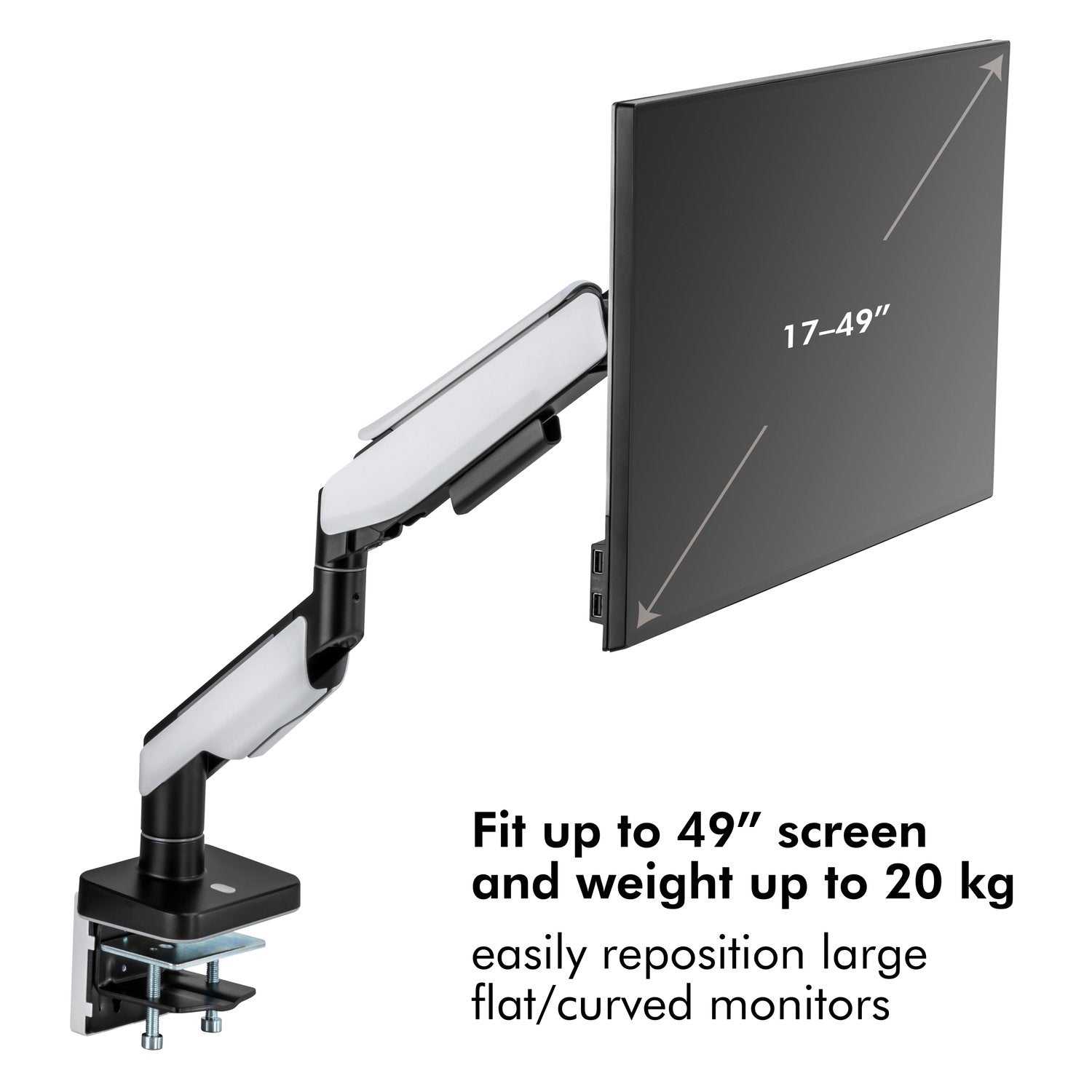 Gaming monitor arm 17-32" with lighting Black/White
