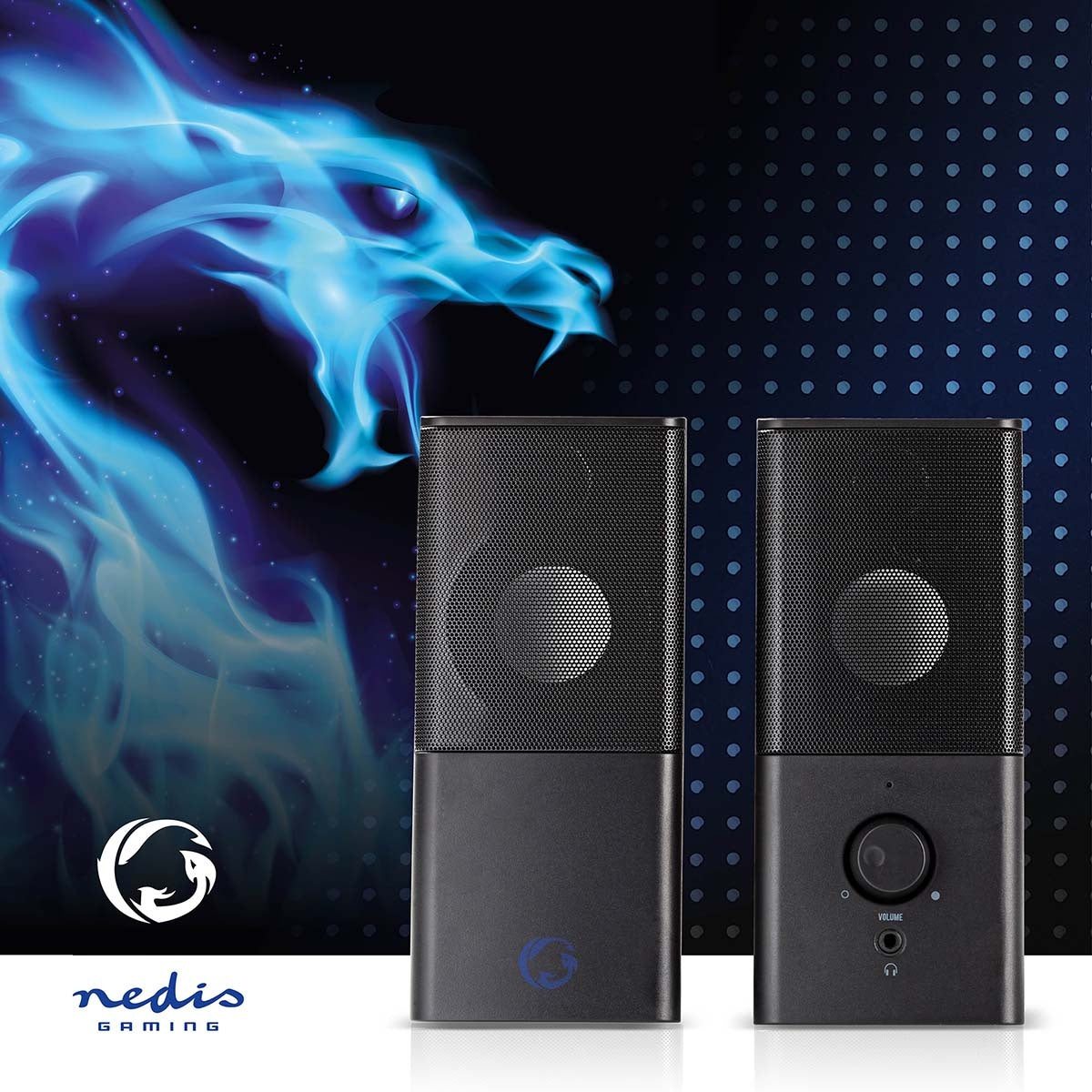 Gaming speakers | Speaker channels: 2.0 | USB Power | 3.5 mm Male | 18 W| Without Lighting | Volume Control | Connection output: 1x 3.5 mm audio output