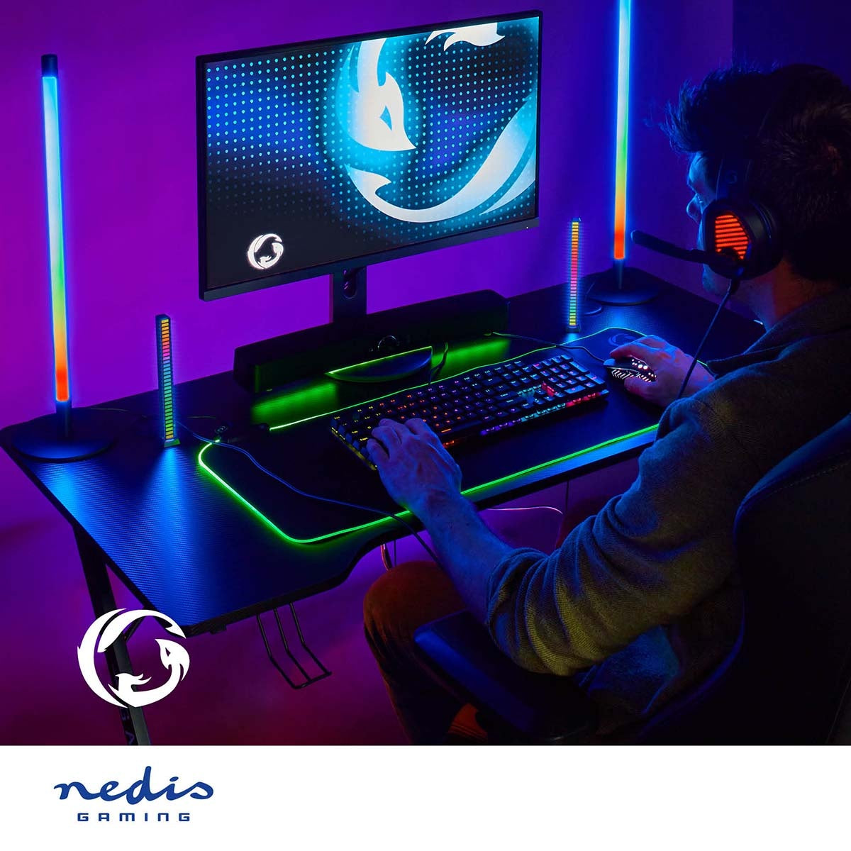 Gaming speakers | Speaker channels: 2.0 | USB Power | 3.5 mm Male | 30 W| LEDs | Volume Control | Connection output: 1x 3.5 mm